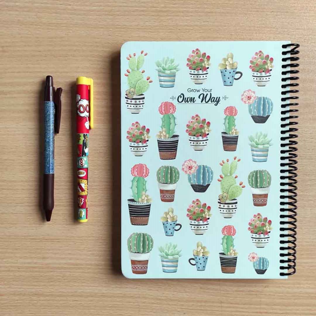 دفتر خط دار کاکتوس سفید