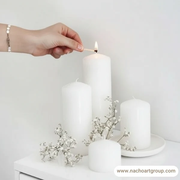 شمع استوانه ای سفید