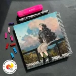 دفتر شطرنجی بزرگ دختر روی نرده